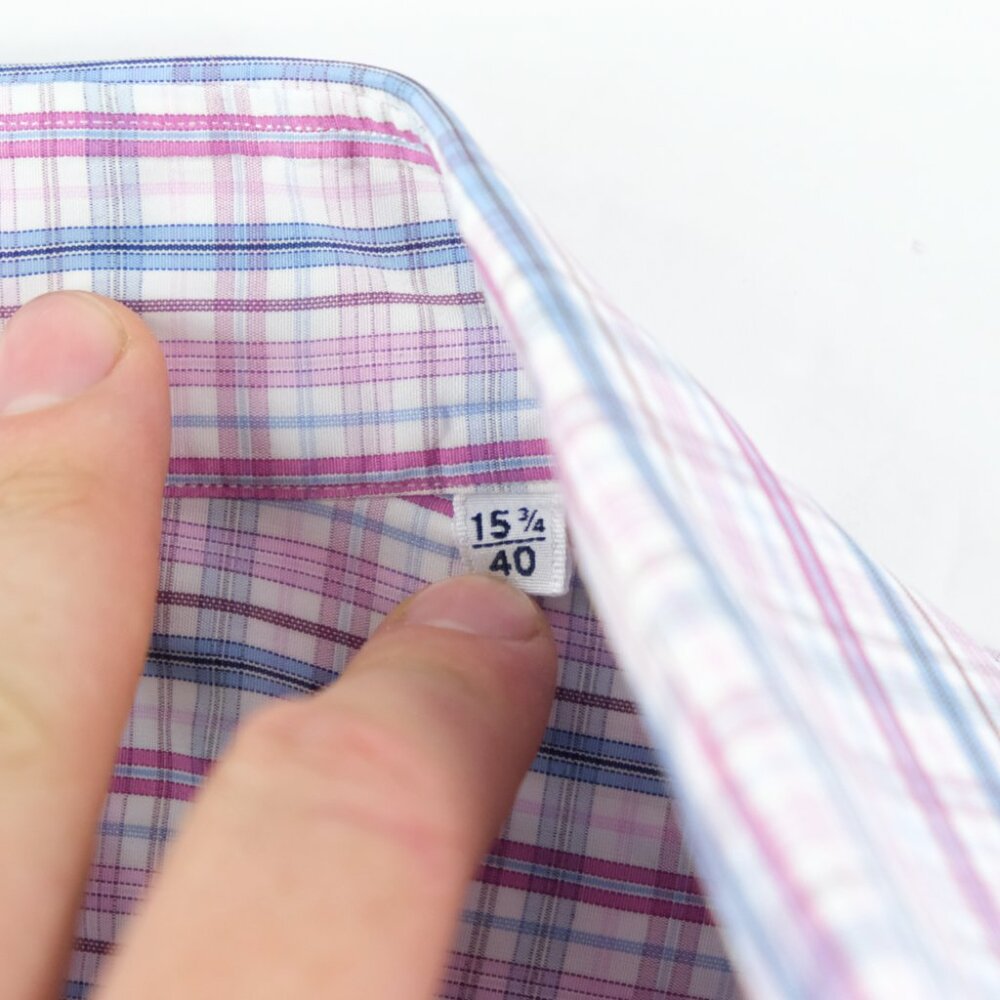 Mattabisch Napoli Shirt Mens 15 3/4 EUR 40 White Pink Plaid Button Down - Picture 4 of 7